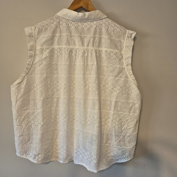 NWOT Loft White Eyelet Sleeveless Top Size XXL - Picture 8 of 11